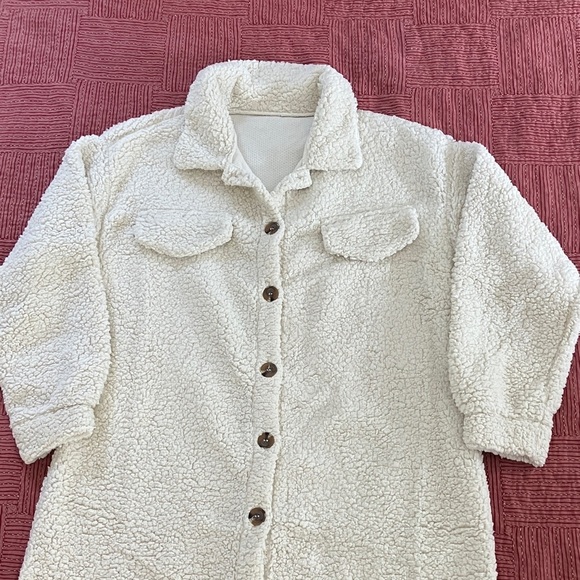 Women’s large fuzzy long teddy sweater Cozy Cream Sherpa - Picture 4 of 12